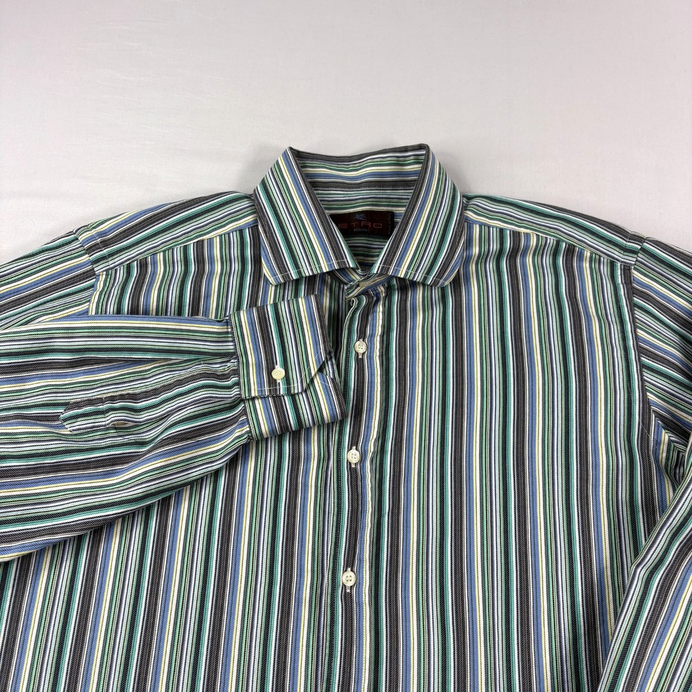 Etro Shirt Mens Size 42 (Large) Striped Button Up Long Sleeve Italy Made